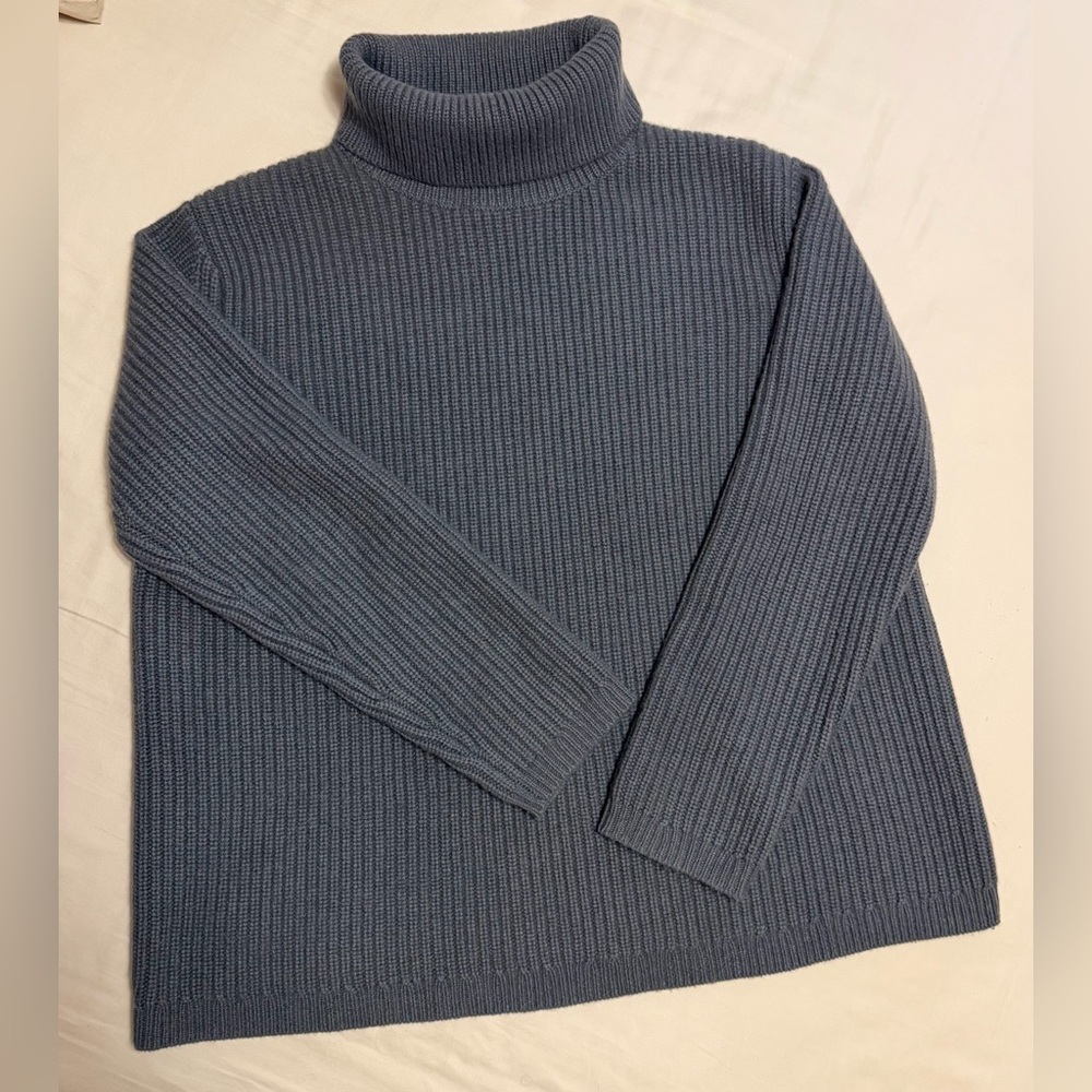 Jenni Kayne Cashmere Fine Ribbed Turtleneck Sweater - Charcoal Gray